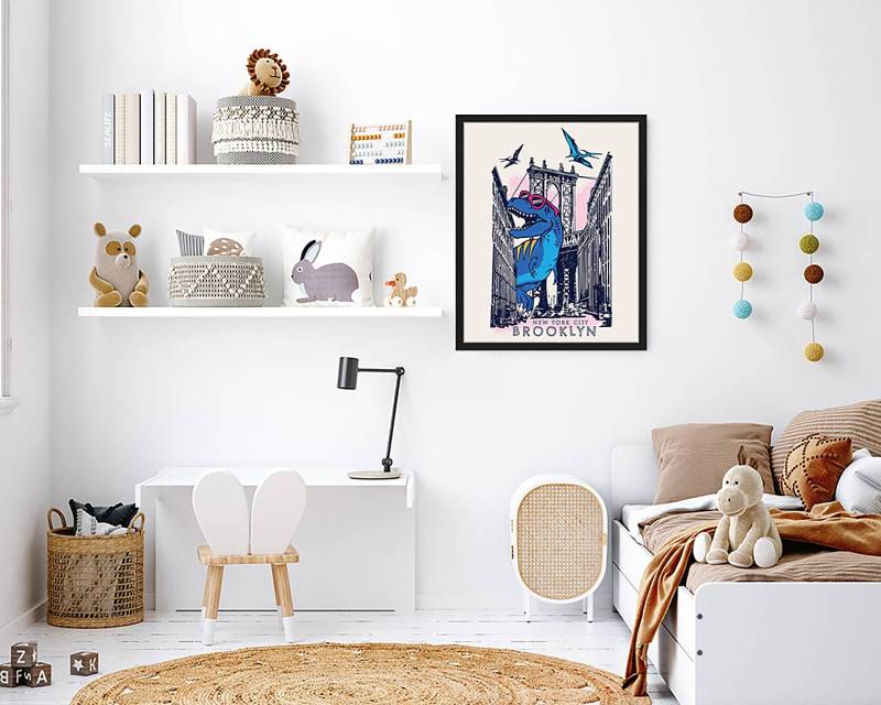 home24 Bild Dino in NY 43 x 53cm Multicolor von home24