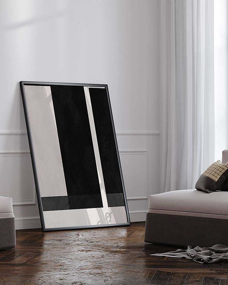 home24 Bild Geometrical B&W Rahmen: Buche Massiv, lackiert Abdeckung: Acrylglas Multicolor 73 x 93cm von home24