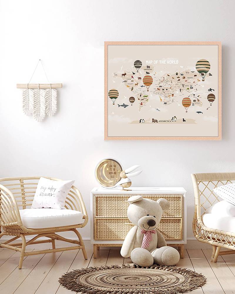 home24 Bild Map Of The World 53 x 63cm Multicolor von home24