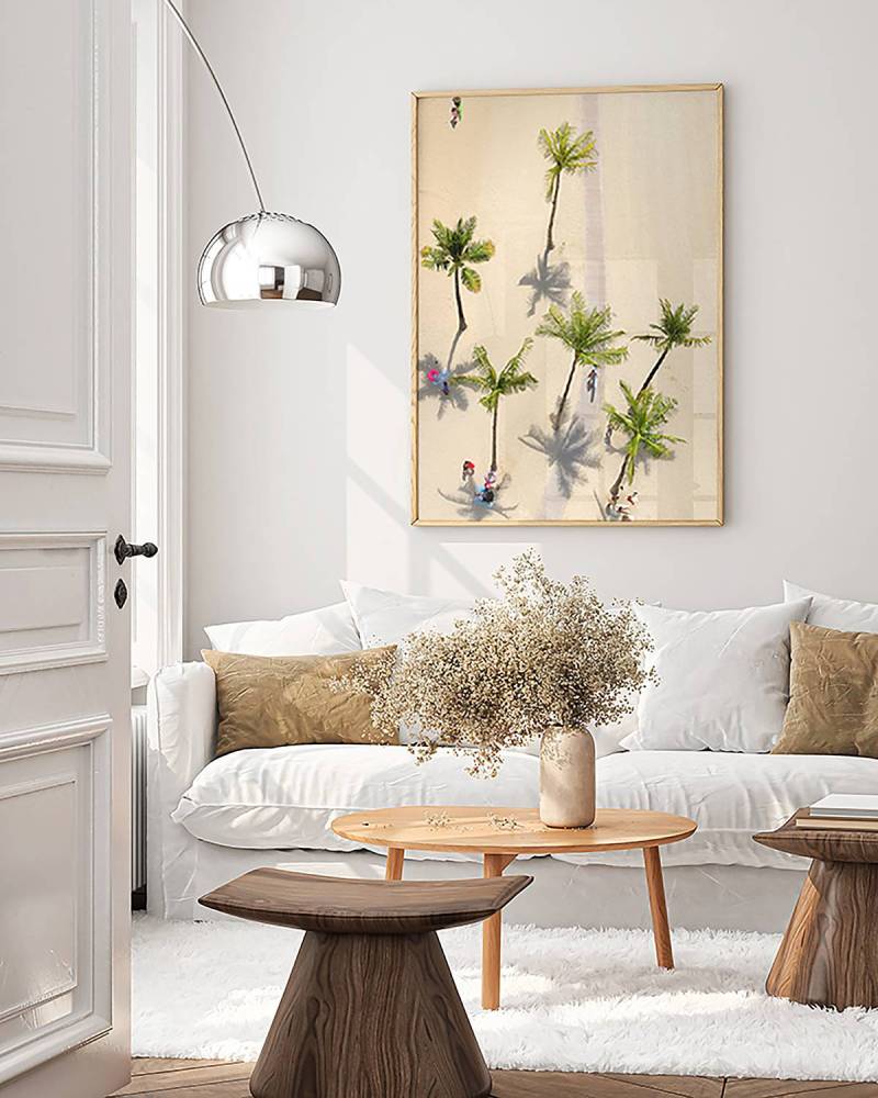 home24 Bild Palms Aerial View Rahmen: Buche Massiv, lackiert Abdeckung: Acrylglas Multicolor 63 x 83cm von home24