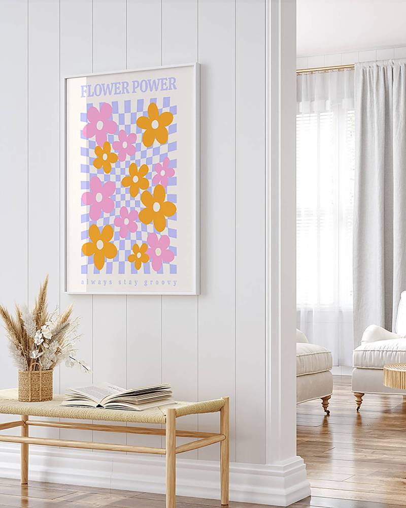 home24 Bild Stay Groovy Rahmen: Buche Massiv, lackiert Abdeckung: Acrylglas Multicolor 73 x 93cm von home24