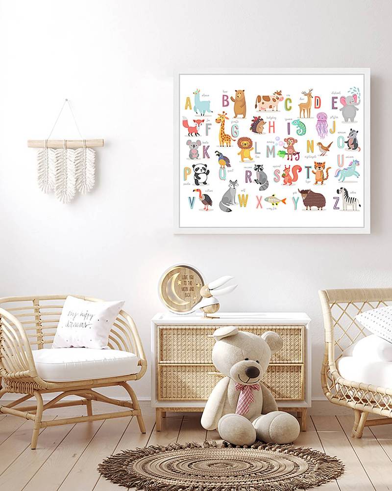 home24 Bild The Animal Alphabet 53 x 63cm Multicolor von home24