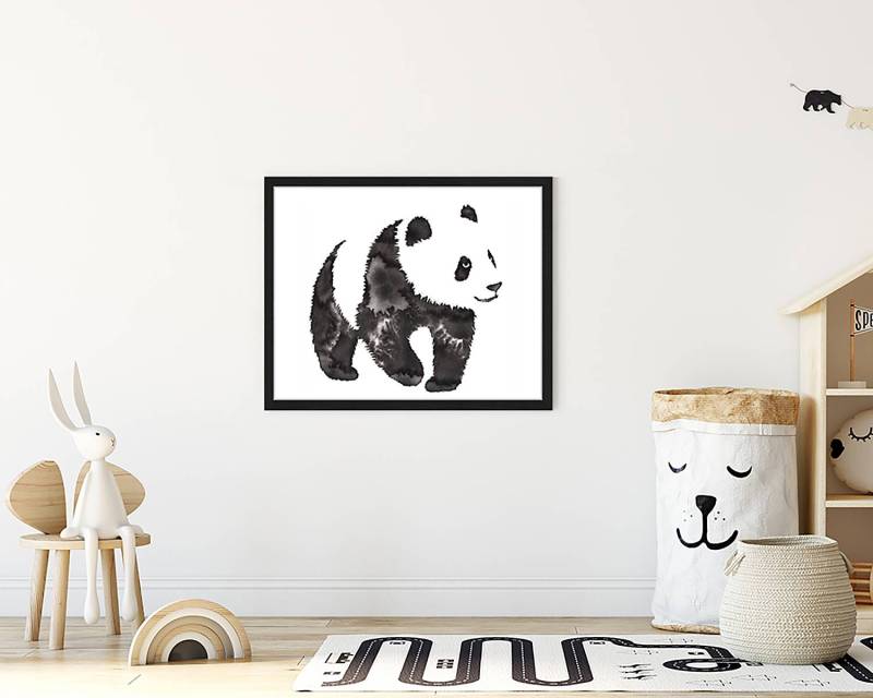 home24 Bild Water And Ink Draw Panda 43 x 53cm Multicolor von home24
