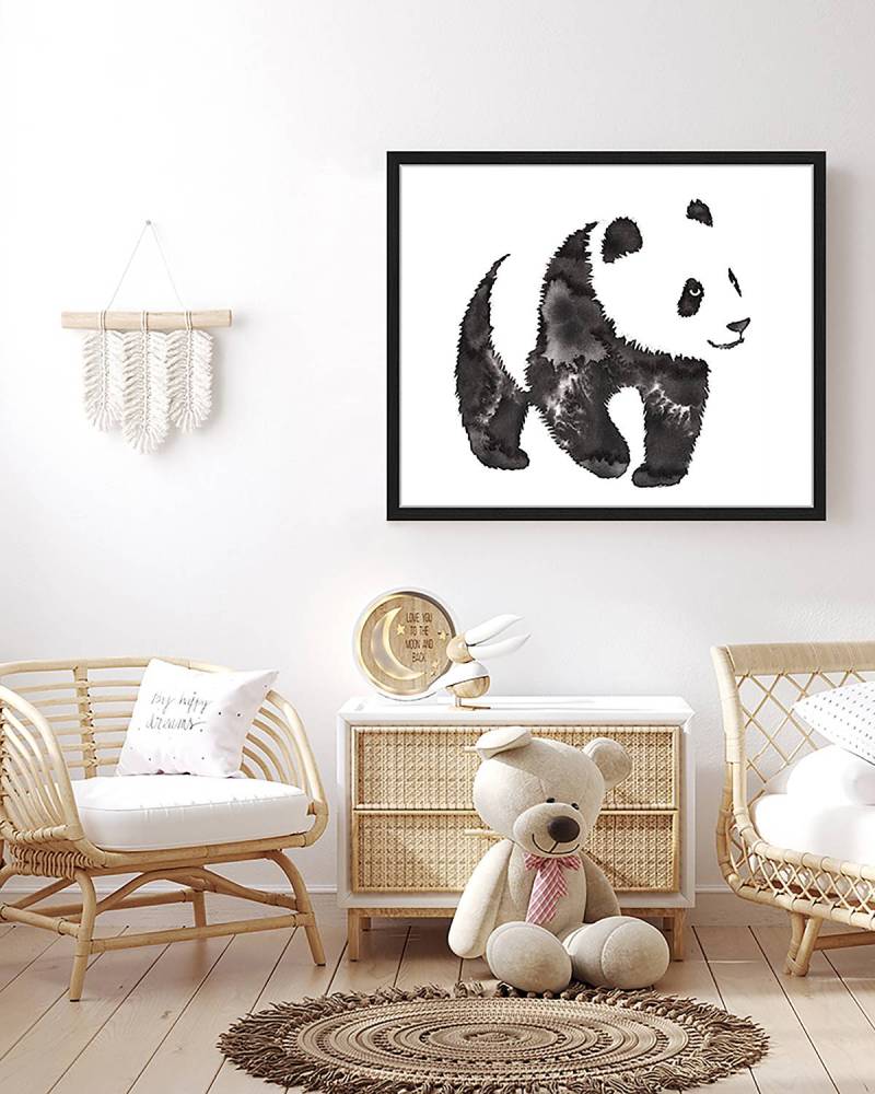 home24 Bild Water And Ink Draw Panda 53 x 63cm Multicolor von home24