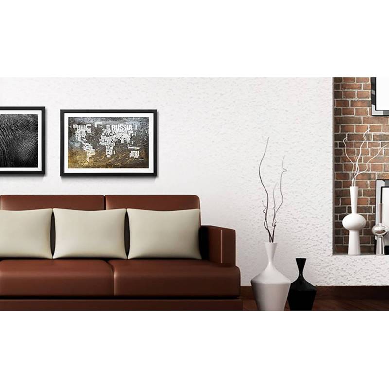 home24 Bild Worldmap 20 Rahmen: Massivholz Linde, lackiert Scheibe: Acrylglas Passepartout: Karton Multicolor 63 x 43 x 2cm von home24