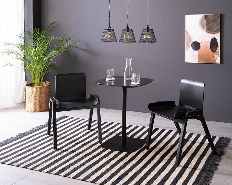 home24 Bistrotisch Finse 60 x 74 x 60cm Schwarz/Eiche Schwarz/Schwarz von home24