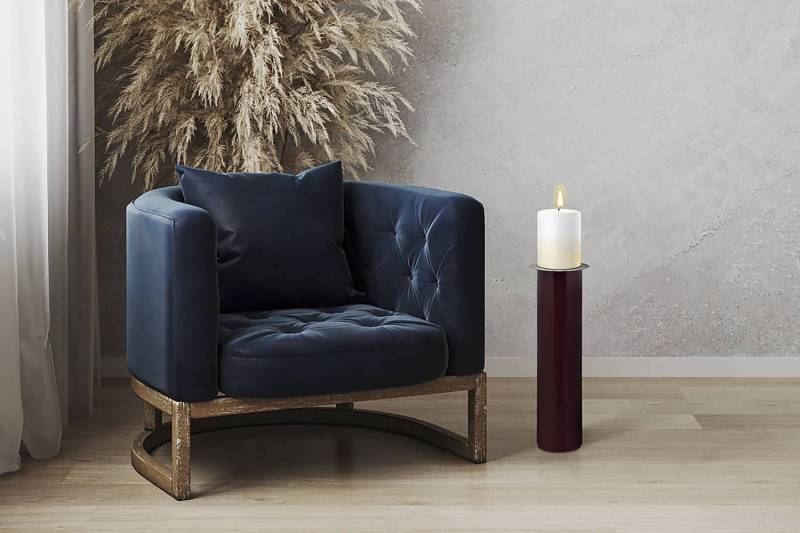 home24 Bodenkerzenständer Art Deco Typ A 70cm Weinrot von home24