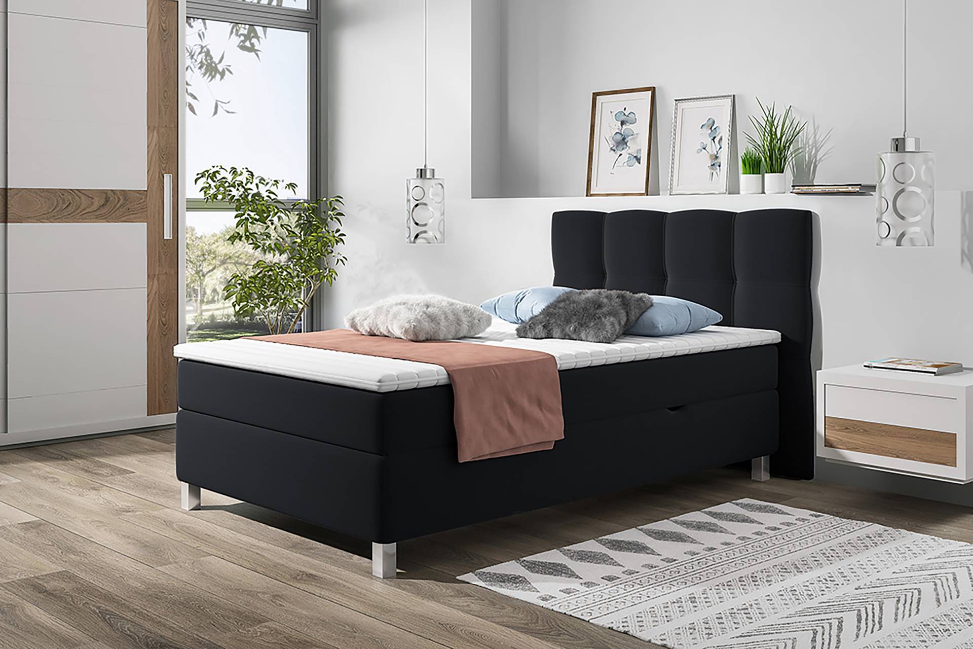 home24 Boxbett Waukell 120 x 200cm Flachgewebe Schwarz/Schwarz home24 Boxbett Waukell 120 x 200cm Flachgewebe Schwarz/Schwarz von home24