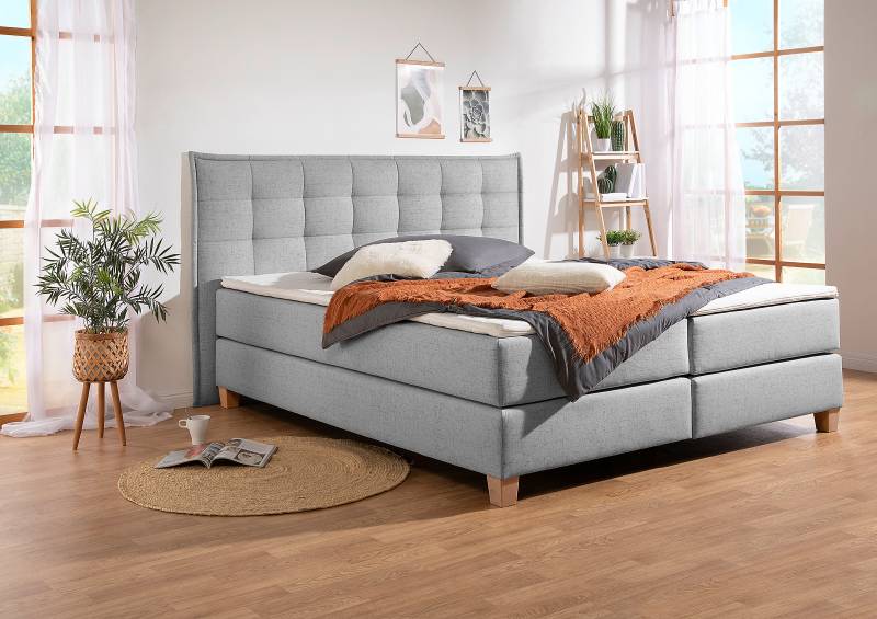 home24 Boxspringbett Elevato 160 x 200cm Webstoff Neli Grau H3 Bonellfederkernmatratze von home24
