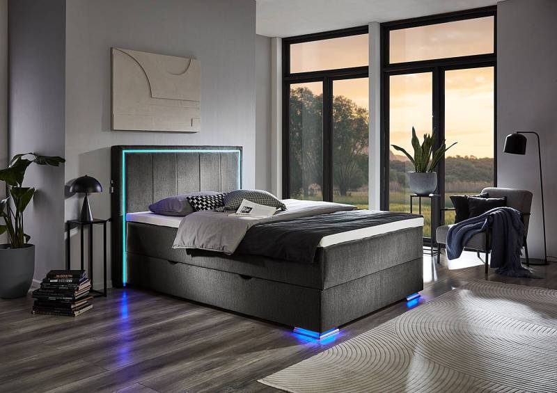 home24 Boxspringbett 120 x 200cm Microfaser Breeja Grau von home24