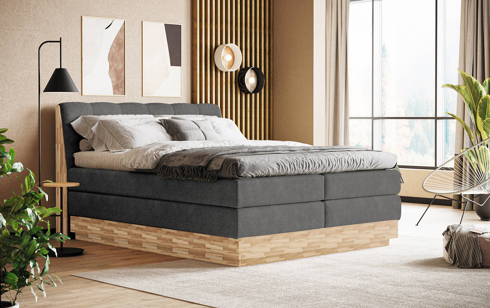 home24 Boxspringbett 180 x 200cm Flachgewebe Oria Grau H4 home24 Boxspringbett 180 x 200cm Flachgewebe Oria Grau H4 von home24