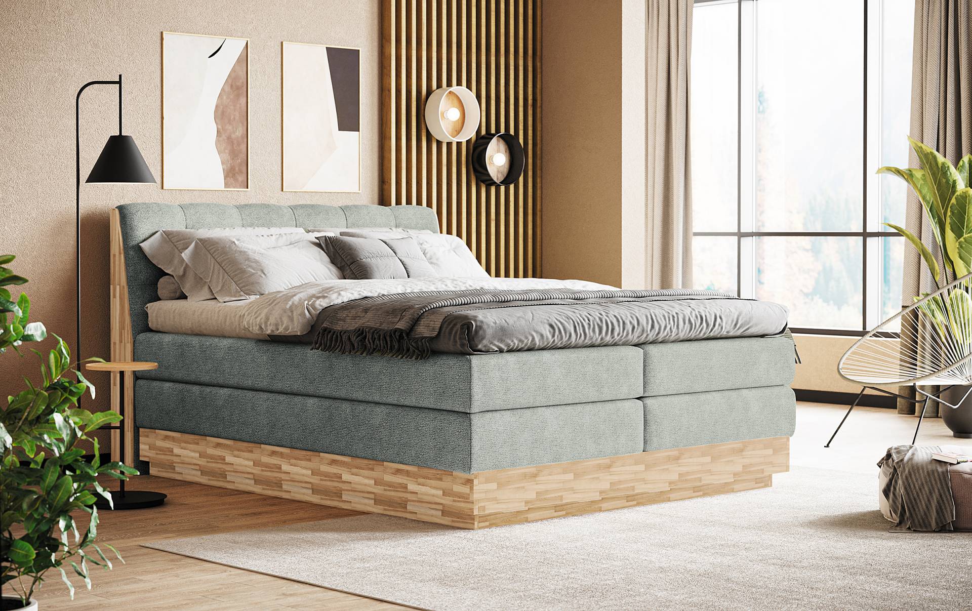 home24 Boxspringbett 200 x 200cm Chenille Orla Grau H2 / H4 home24 Boxspringbett 200 x 200cm Chenille Orla Grau H2 / H4 von home24