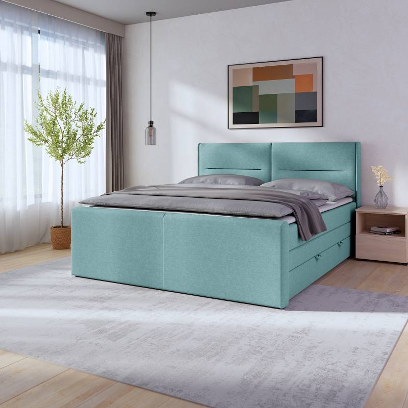home24 Boxspringbett Biadera mit Bettkasten 180 x 200cm Webstoff Pria Blau H2 home24 Boxspringbett Biadera mit Bettkasten 180 x 200cm Webstoff Pria Blau H2 von home24