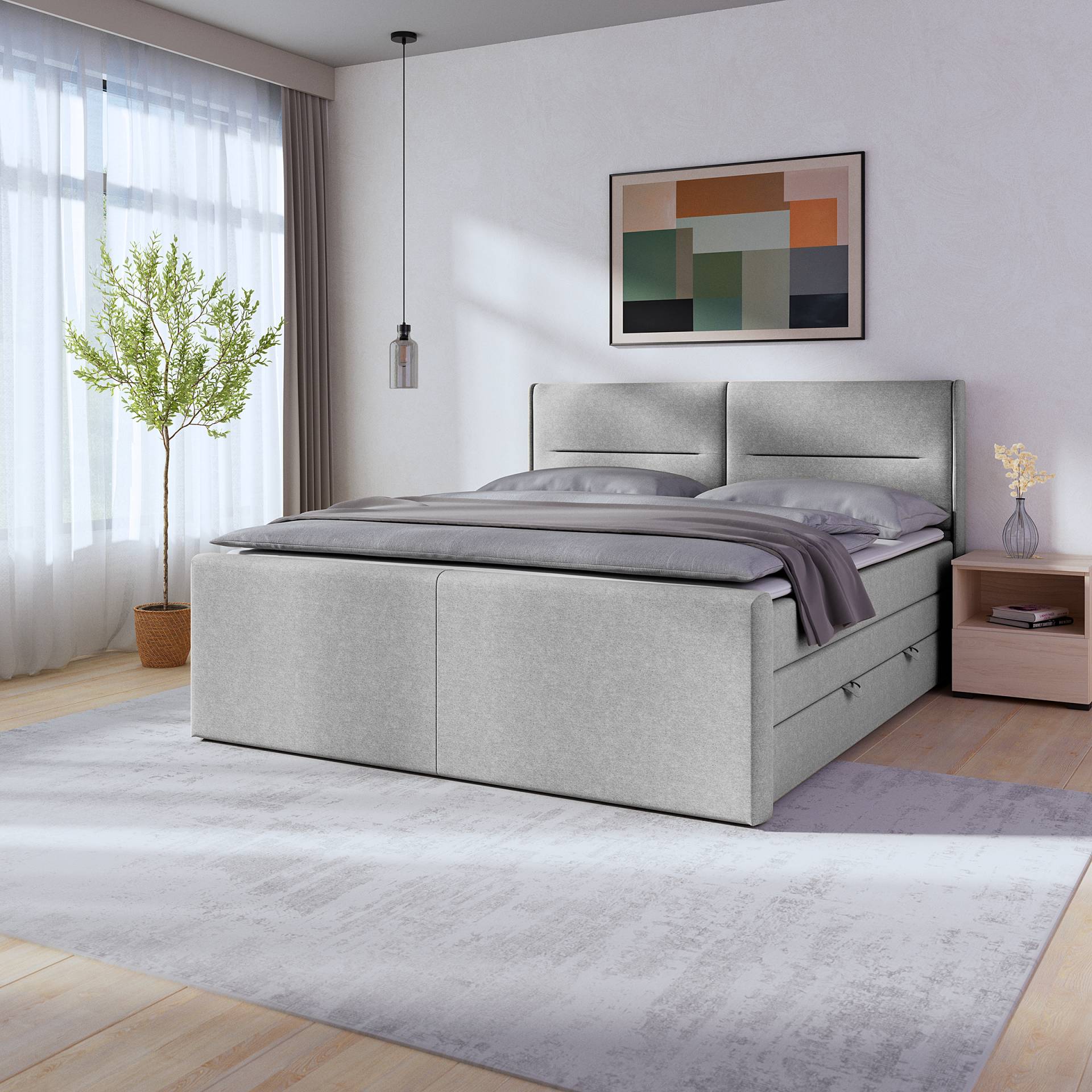 home24 Boxspringbett Biadera mit Bettkasten 180 x 200cm Webstoff Pria Grau H2 home24 Boxspringbett Biadera mit Bettkasten 180 x 200cm Webstoff Pria Grau H2 von home24