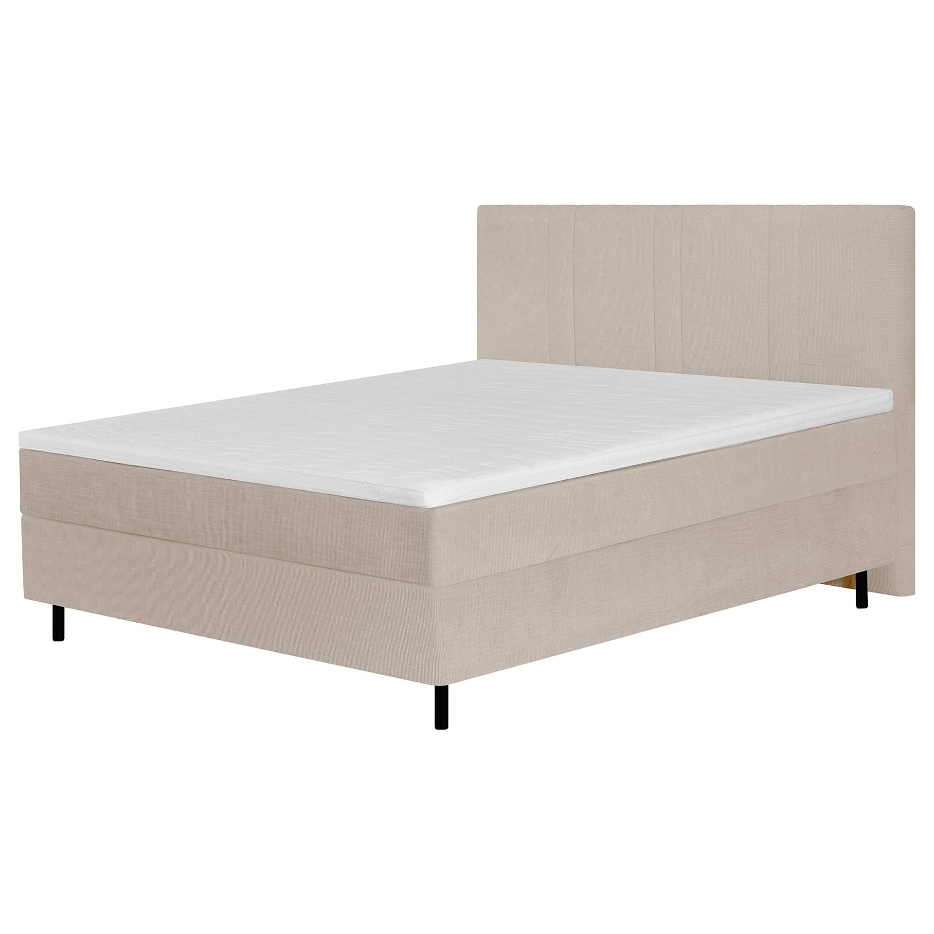 home24 Boxspringbett Choele 140 x 200cm Chenille Askja Beige H5 von home24