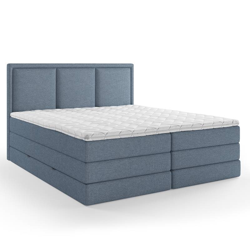 home24 Boxspringbett Coolyu 140 x 200cm Webstoff Aranja Beige Wendbar H2/H3 Viscoschaum von home24