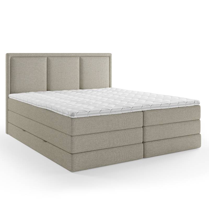 home24 Boxspringbett Coolyu 160 x 200cm Webstoff Aranja Argenté Wendbar H2/H3 Viscoschaum von home24