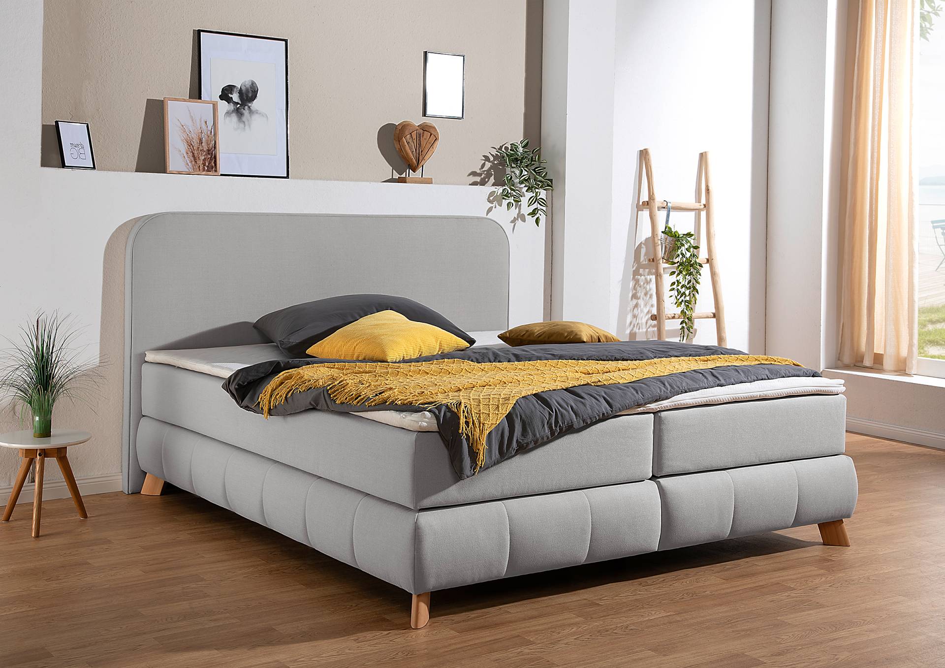 home24 Boxspringbett Gerazia 200 x 200cm Webstoff Grau/Grau H4 Tonnentaschenfederkernmatratze home24 Boxspringbett Gerazia 200 x 200cm Webstoff Grau/Grau H4 Tonnentaschenfederkernmatratze von home24