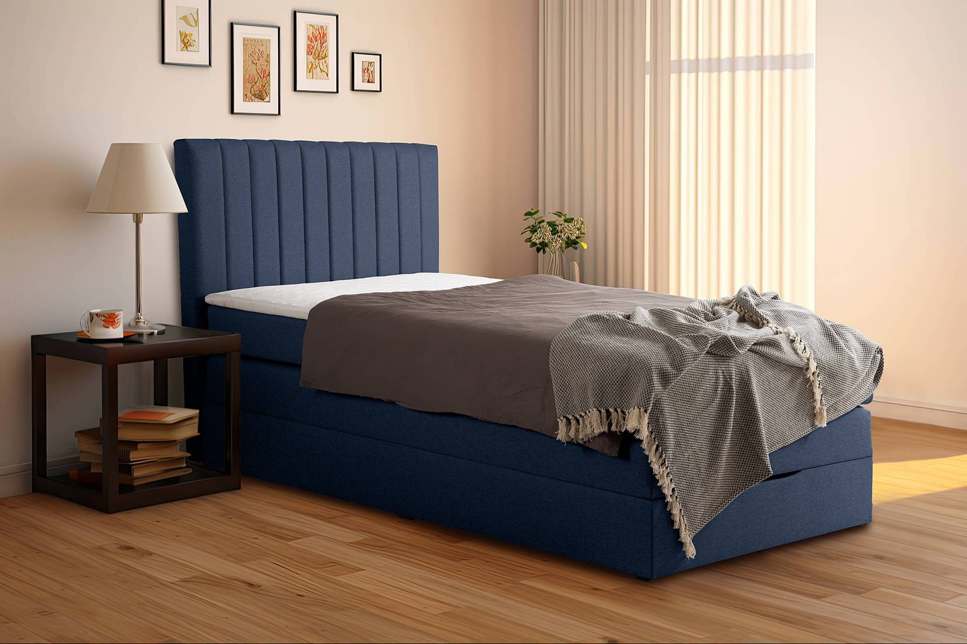 home24 Boxspringbett Ghoripur - Typ A 120 x 200cm Webstoff Mavie Blau home24 Boxspringbett Ghoripur - Typ A 120 x 200cm Webstoff Mavie Blau von home24