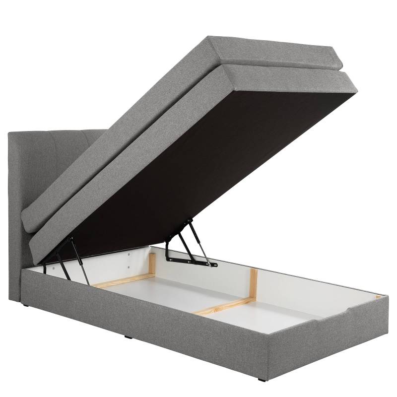 home24 Boxspringbett Ghoripur - Typ C 140 x 200cm Webstoff Mavie Grau von home24