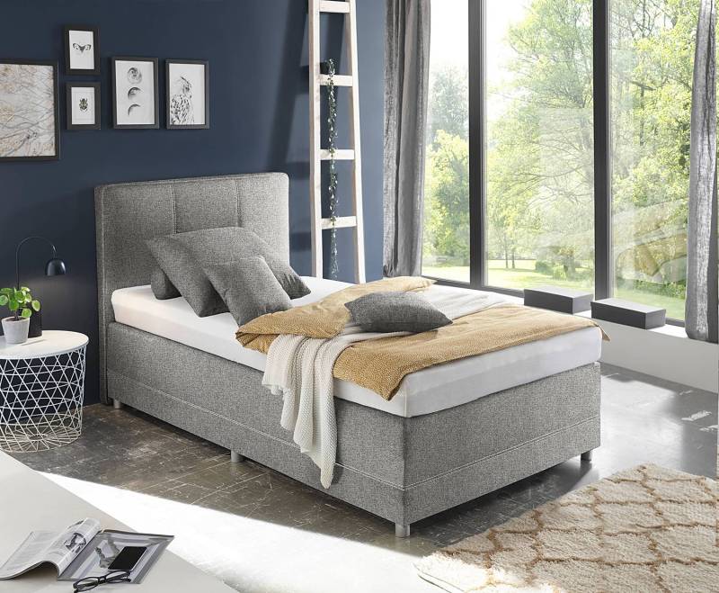 home24 Boxspringbett Kapae 120 x 200cm Flachgewebe Luara Grau von home24