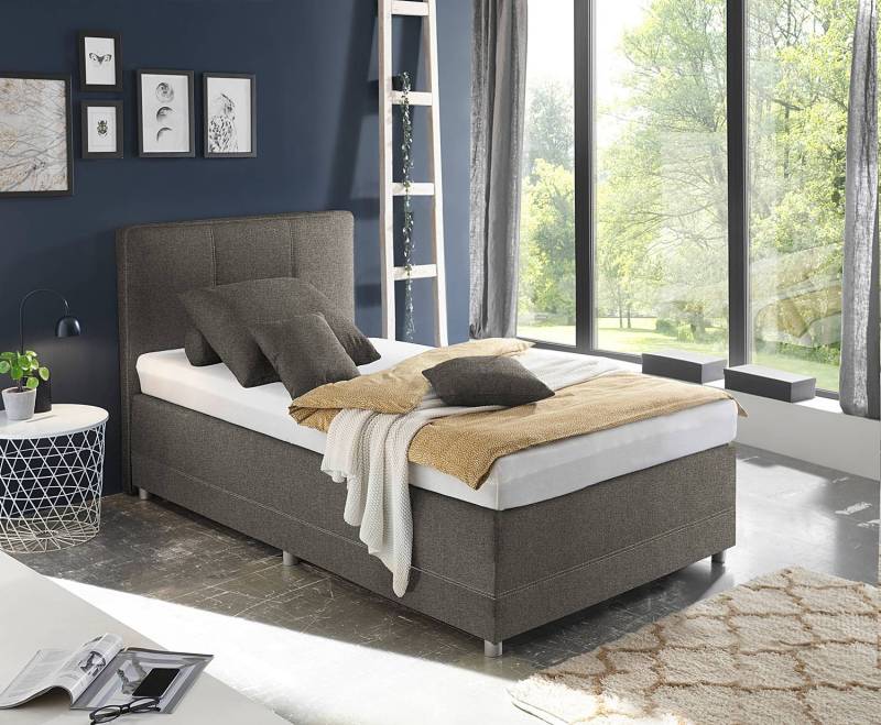 home24 Boxspringbett Kapae 120 x 200cm Flachgewebe Luara Grau von home24