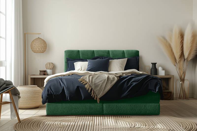home24 Boxspringbett Leanne 140 x 200cm Strukturstoff Onka Beige H3 / H4 von home24
