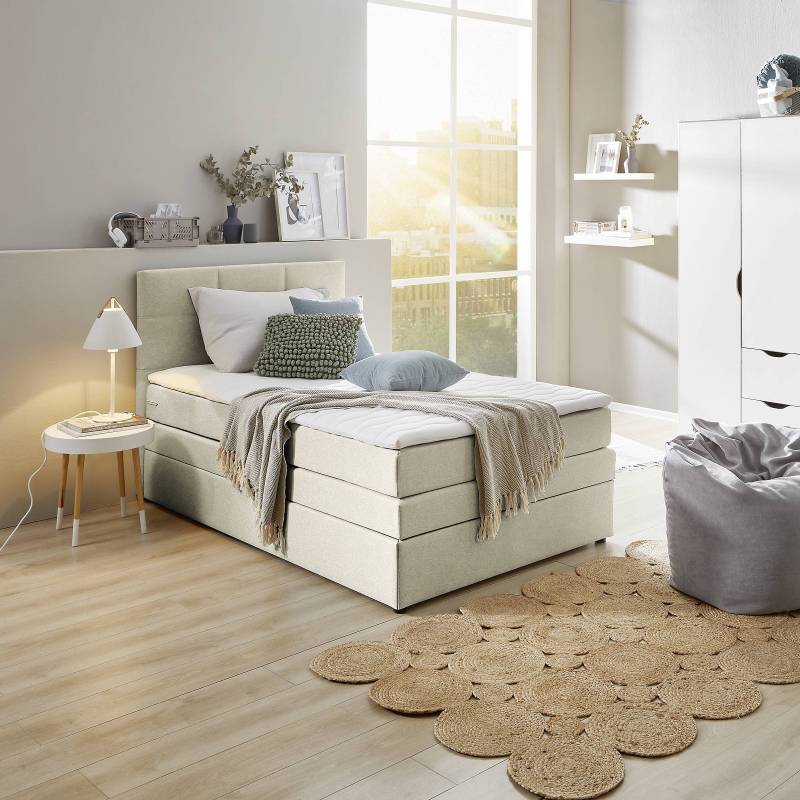 home24 Boxspringbett Padden 120 x 200cm Webstoff Voer Beige H5 home24 Boxspringbett Padden 120 x 200cm Webstoff Voer Beige H5 von home24