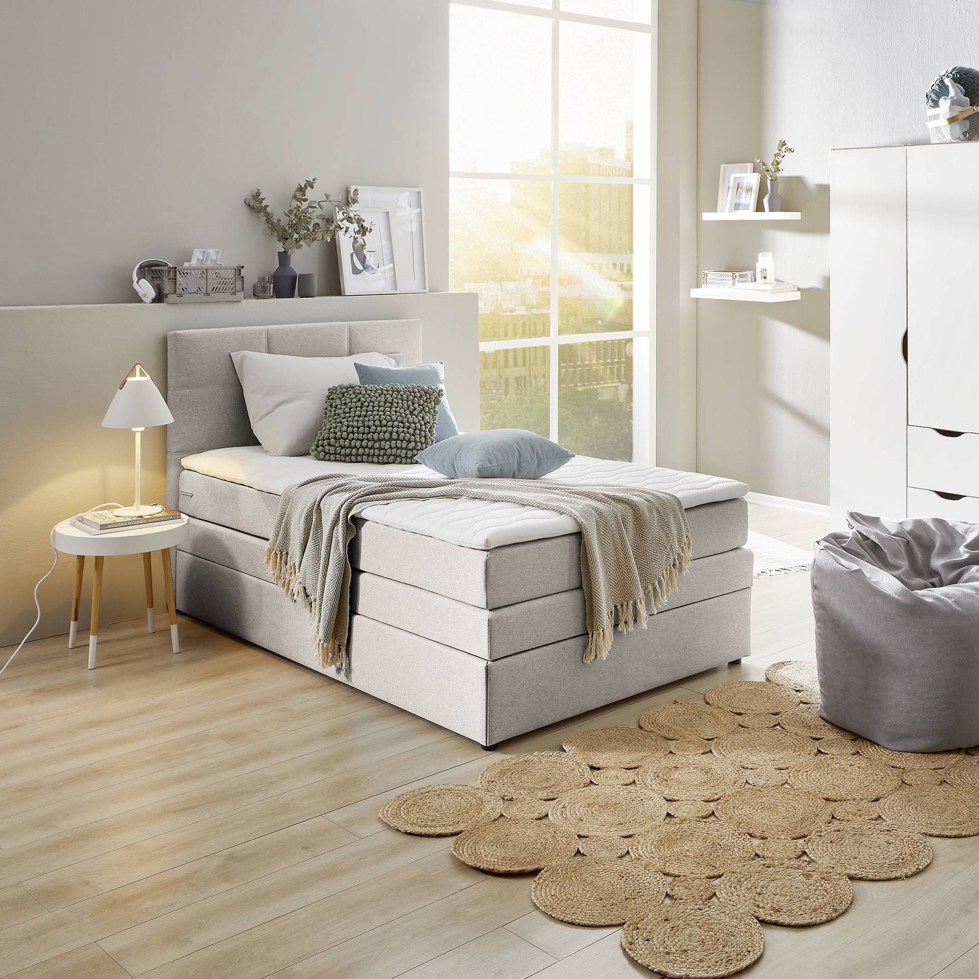 home24 Boxspringbett Padden 120 x 200cm Webstoff Voer Grau H5 home24 Boxspringbett Padden 120 x 200cm Webstoff Voer Grau H5 von home24
