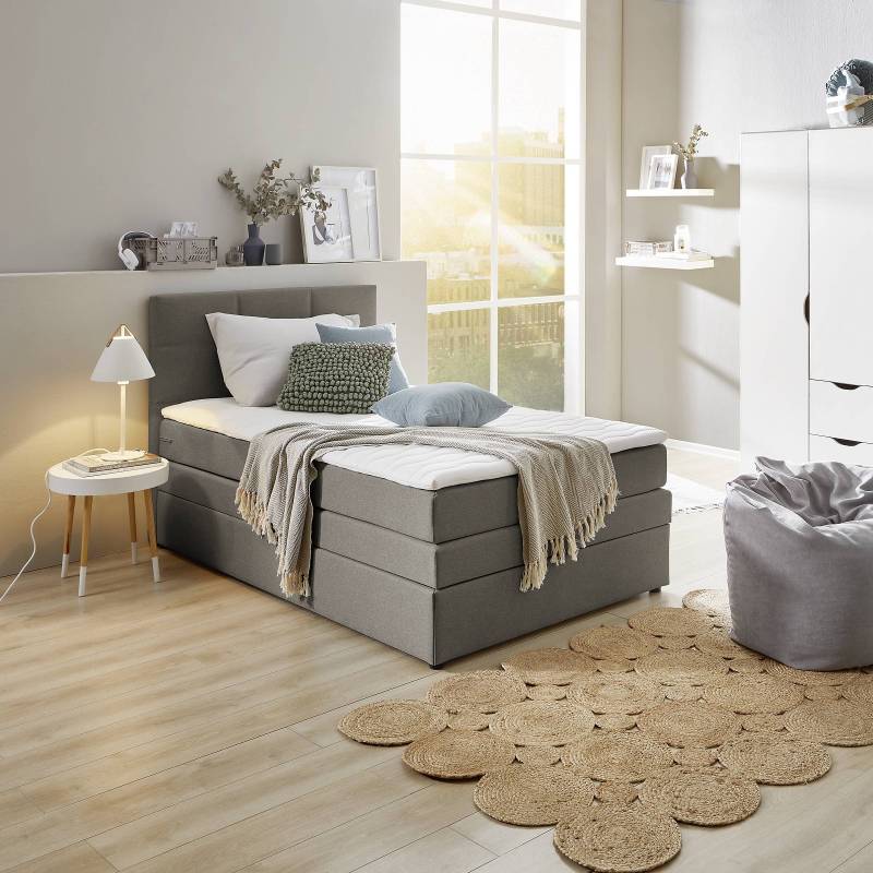 home24 Boxspringbett Padden 120 x 200cm Webstoff Voer Grau H5 von home24