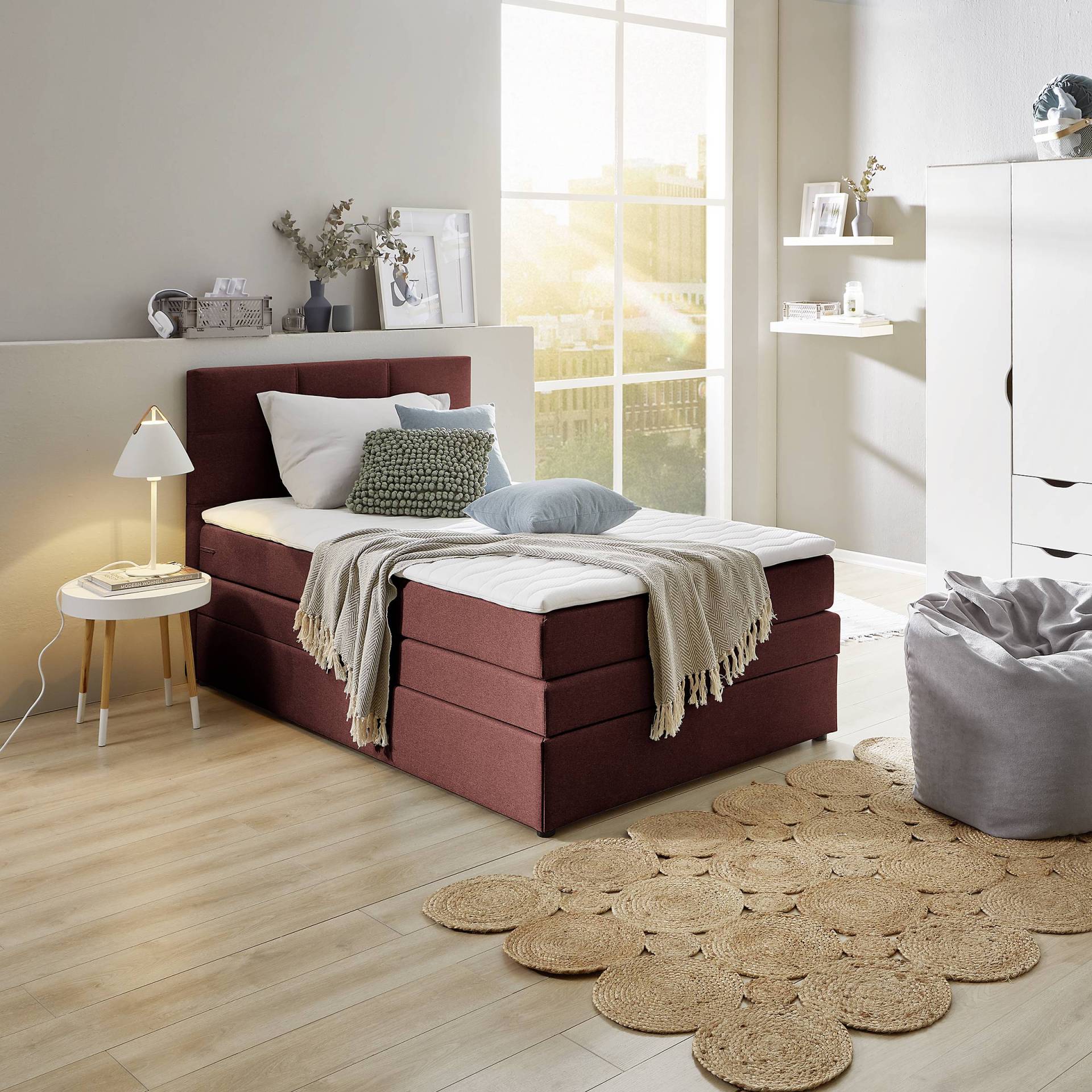 home24 Boxspringbett Padden 120 x 200cm Webstoff Voer Rot H4 home24 Boxspringbett Padden 120 x 200cm Webstoff Voer Rot H4 von home24