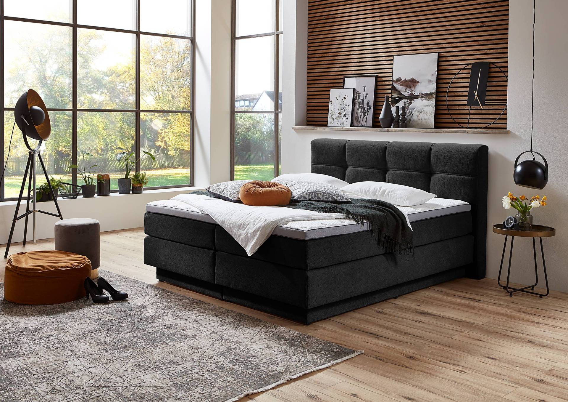 home24 Boxspringbett Paegy 160 x 200cm Mischgewebe Grau/Dunkelgrau home24 Boxspringbett Paegy 160 x 200cm Mischgewebe Grau/Dunkelgrau von home24