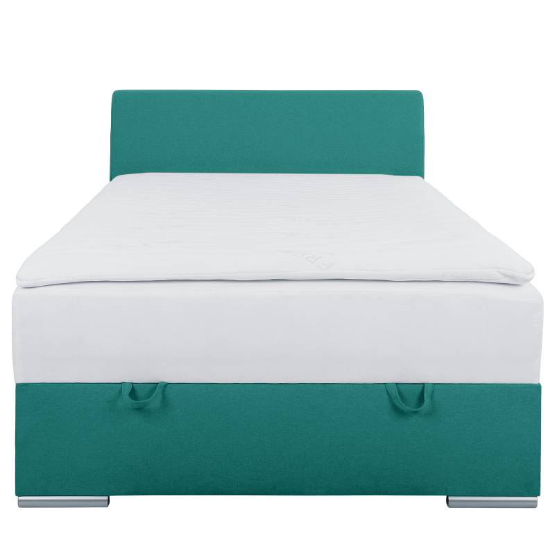 home24 Boxspringbett Randas 120 x 200cm Webstoff Cortina Blau/Grün von home24
