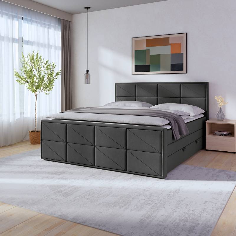home24 Boxspringbett Thendele mit Bettkasten 180 x 200cm Microfaser Sole Grau H2 home24 Boxspringbett Thendele mit Bettkasten 180 x 200cm Microfaser Sole Grau H2 von home24
