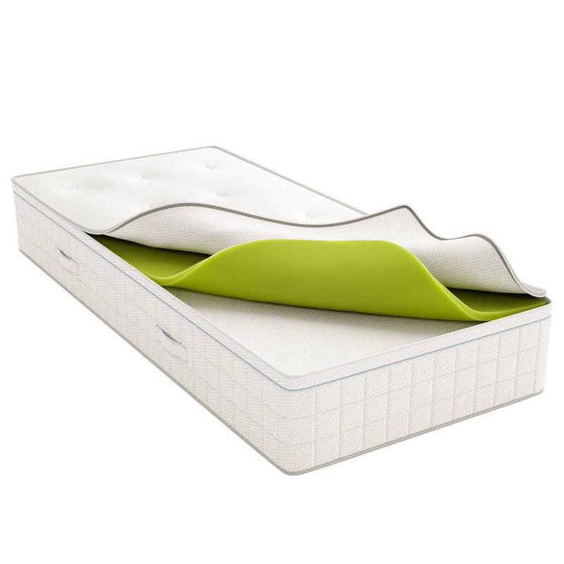 home24 Boxspringmatratze Air 90 x 200cm H2 Kern: Taschenfeder Bezug: Doppeltuch Weiß Kaltschaumtopper von home24