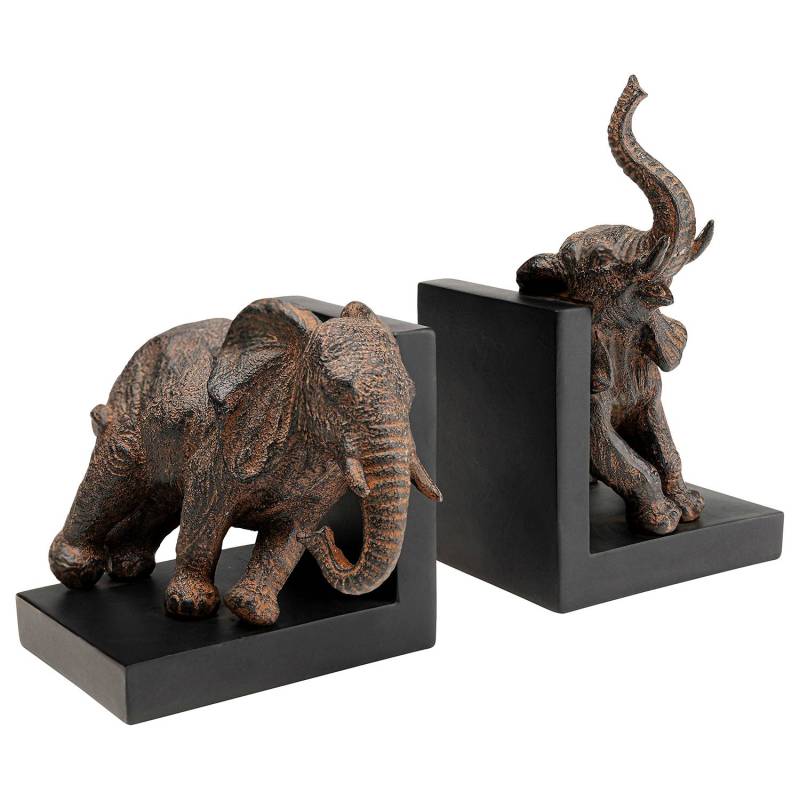 home24 Buchstütze Elephants 2-teilig 47 x 42 x 36cm Grau von home24