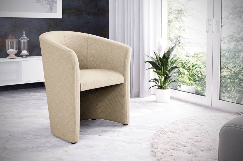home24 Cocktailsessel Sinclair Beige Cordstoff Onika 66 x 75 x 56cm von home24