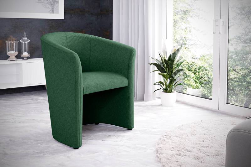 home24 Cocktailsessel Sinclair Grün Cordstoff Onika 66 x 75 x 56cm von home24