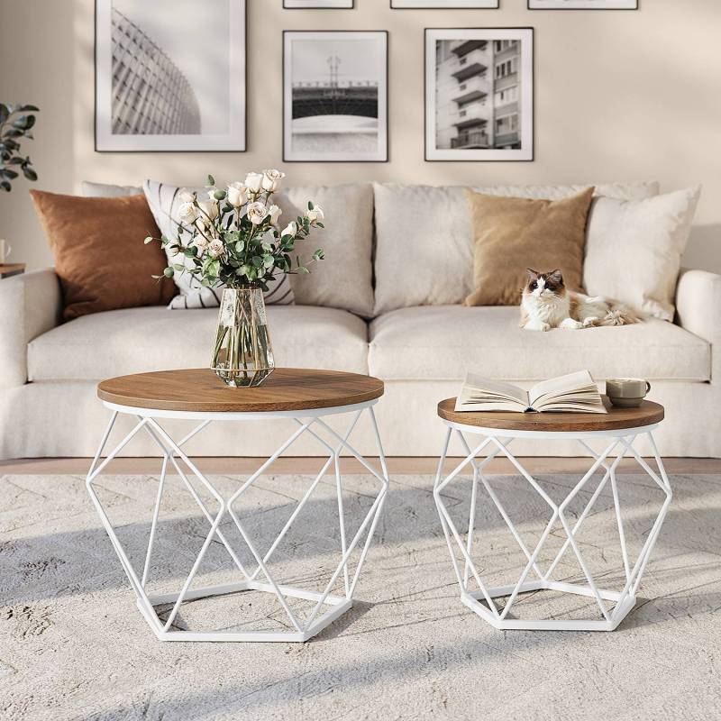 home24 Couchtisch 48 cm 2er-Set Ø 48cm Braun/Braun von home24