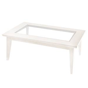 home24 Couchtisch mit Glasplatte Typ B 110 x 70cm Weiß/Pinie Weiß von home24