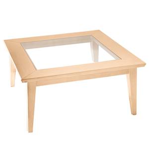 home24 Couchtisch mit Glasplatte Typ B 90 x 90cm Braun/Pinie Hell von home24