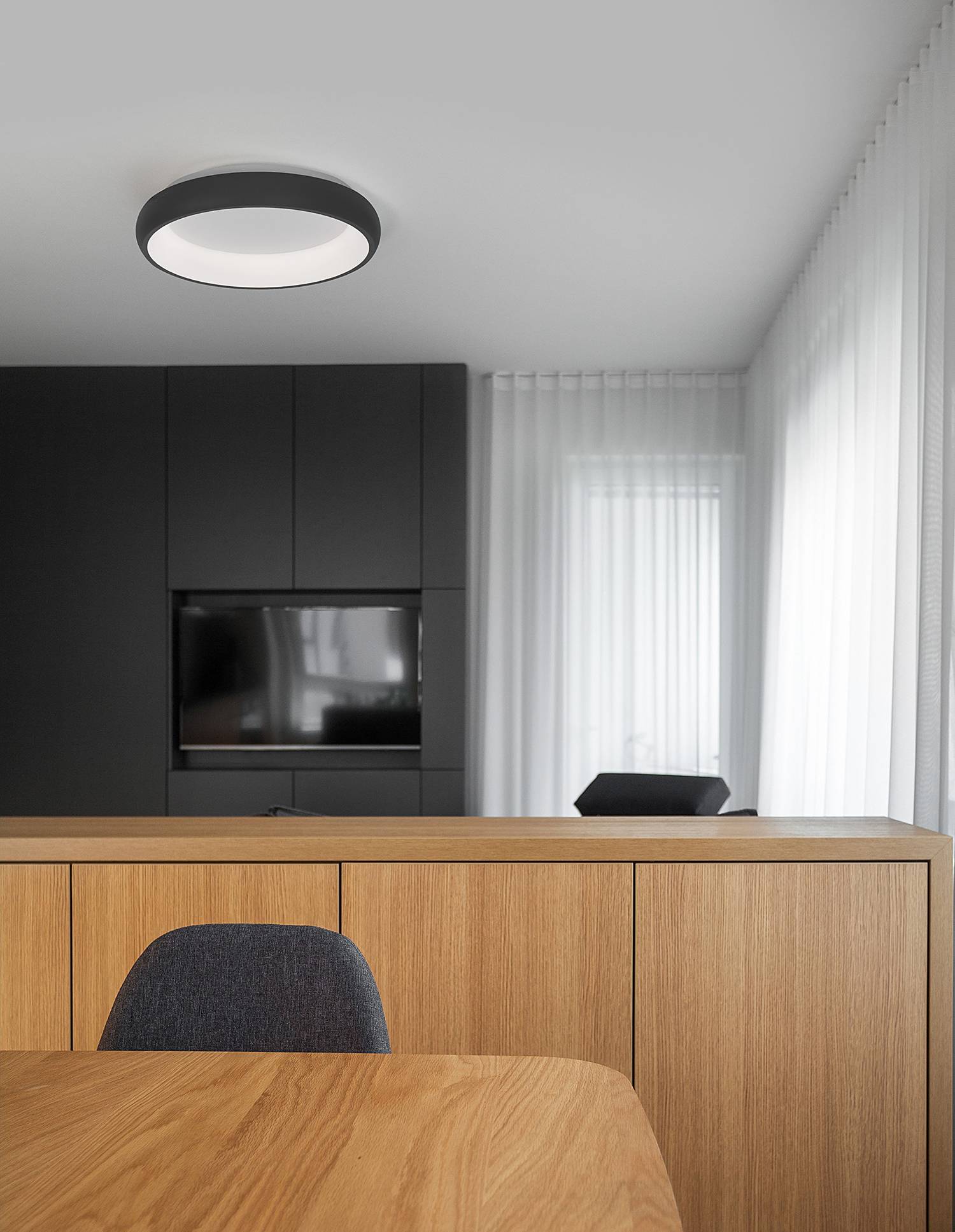 home24 Deckenleuchte Albi Ø 41cm Schwarz/Schwarz Kabel ABS, Fassung ABS, Baldachin Aluminium, Gehäuse Leuchte Aluminium Nicht austauschbare LEDs home24 Deckenleuchte Albi Ø 41cm Schwarz/Schwarz Kabel ABS, Fassung ABS, Baldachin Aluminium, Gehäuse Leuchte Aluminium Nicht austauschbare LEDs von home24