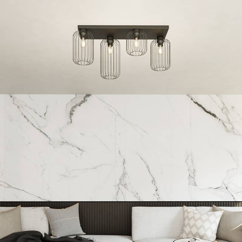 home24 Deckenleuchte Barn Typ B 70 x 35 x 16cm Schwarz/Schwarz 4 Material: Metall Metallart: Stahl Oberfläche Metall: Pulverbeschichtet Glühlampe E27 von home24