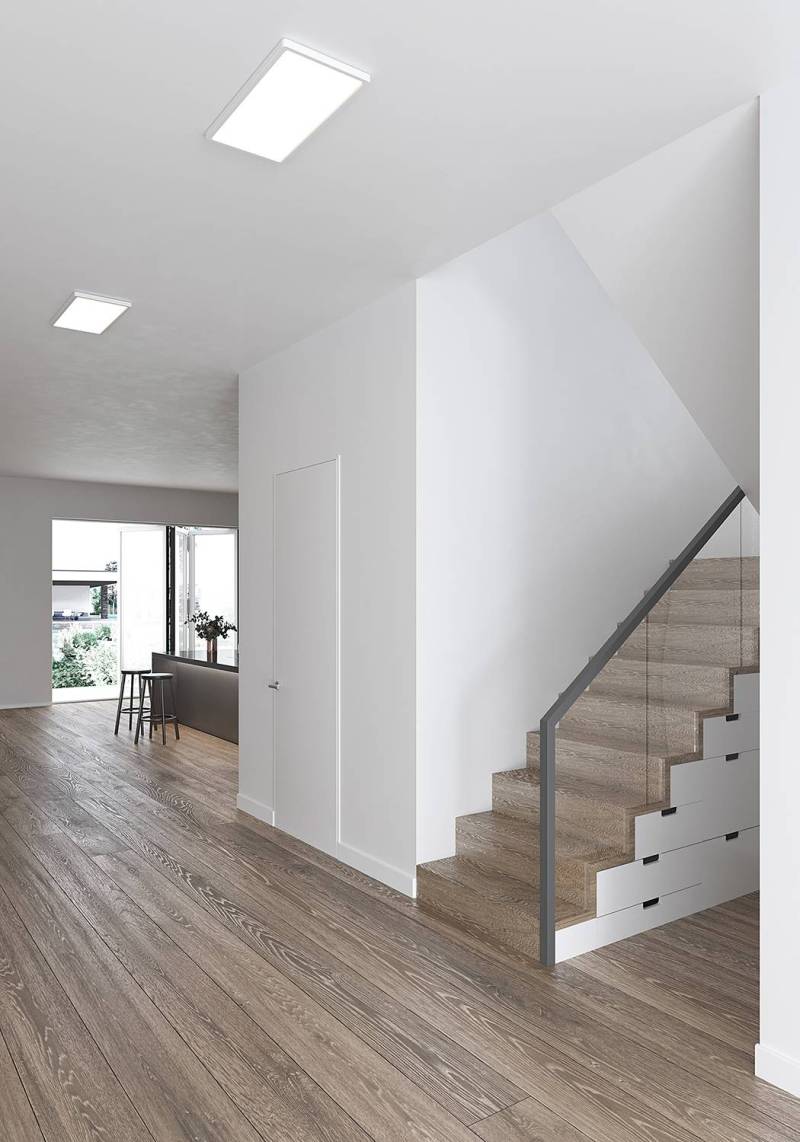 home24 Deckenleuchte Harlow 29 x 60cm Weiß Polyester PVC Nicht austauschbare LEDs LED-Platine von home24