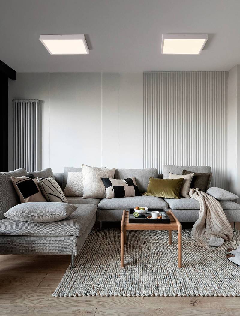 home24 Deckenleuchte Itos 40 x 4 x 40cm Weiß/Weiß Kabel ABS, Fassung ABS, Baldachin Aluminium, Gehäuse Leuchte Aluminium Nicht austauschbare LEDs von home24