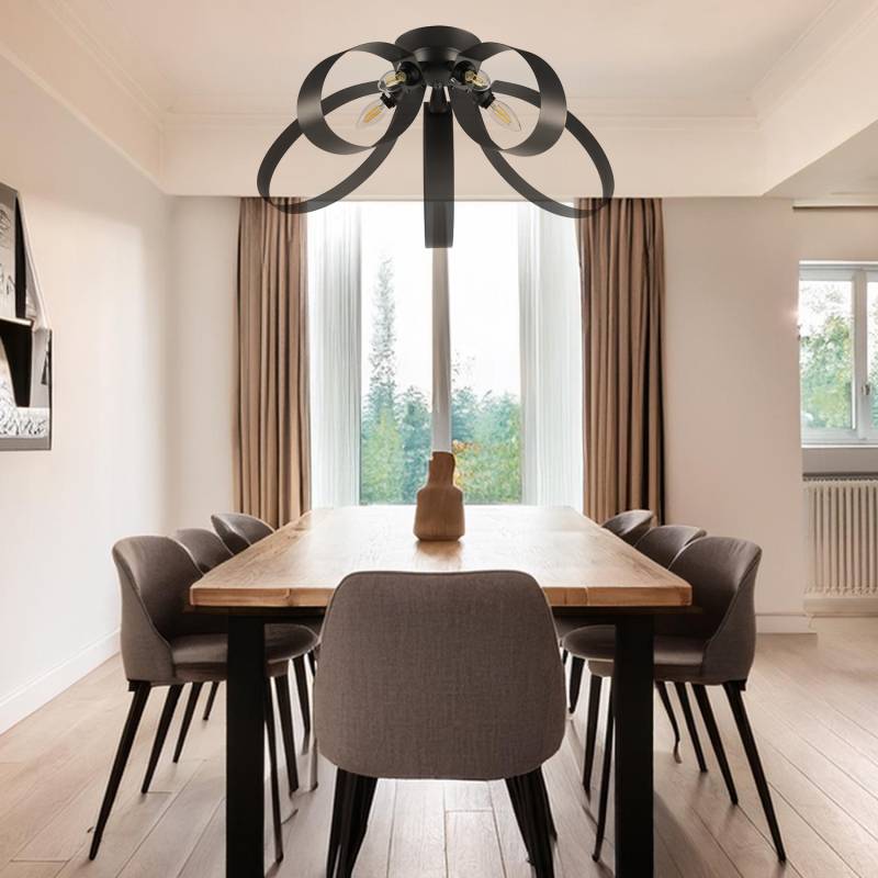 home24 Deckenleuchte Serena Typ B 65 x 29 x 65cm Schwarz/Schwarz Material: Metall Metallart: Eisen Oberfläche Metall: Lackiert E14 von home24