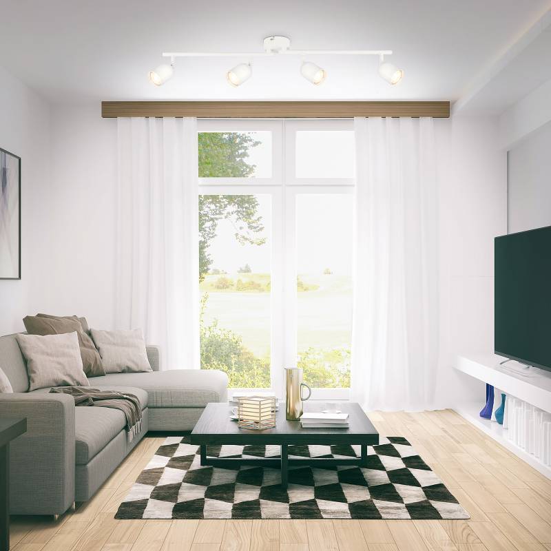 home24 Deckenleuchte Spot Ø 8cm Weiß/Weiß 4 Material: Metall Metallart: Aluminium Oberfläche Metall: Pulverbeschichtet GU10 von home24