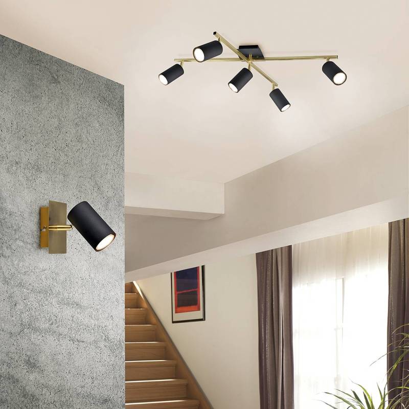 home24 Deckenleuchte Typ A 77 x 22 x 57cm Schwarz Material: Metall Metallart: Eisen Oberfläche Metall: Lackiert GU10 von home24