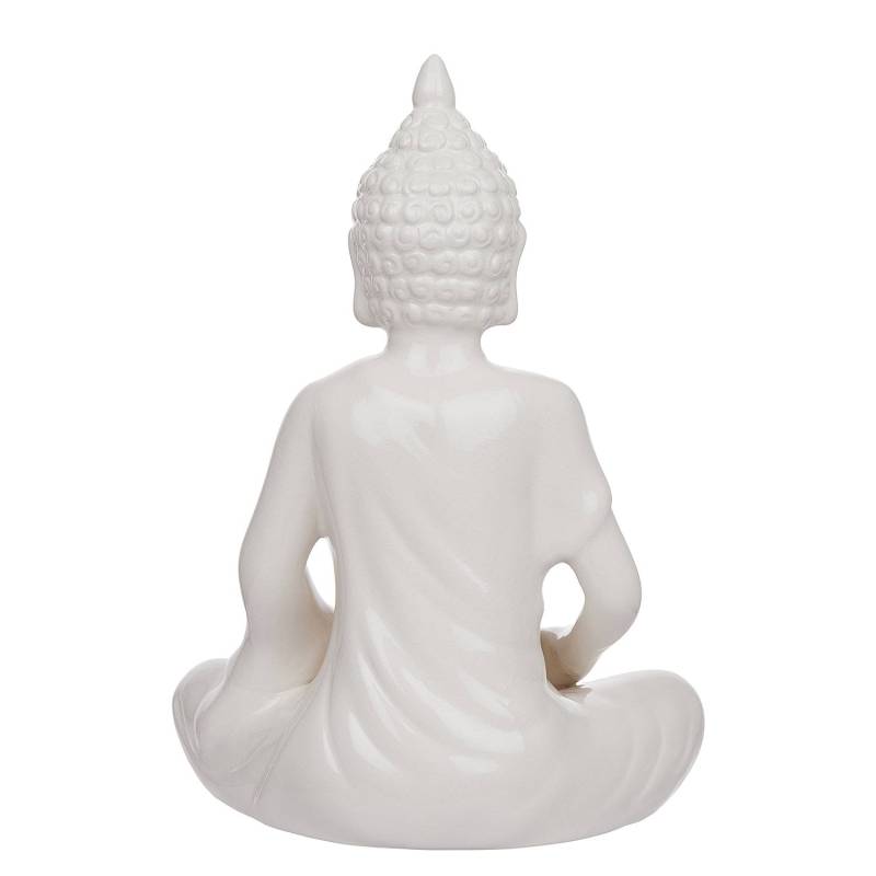 home24 Deko-Statue mit Teelichthalter 21 x 13 x 29cm Weiß von home24
