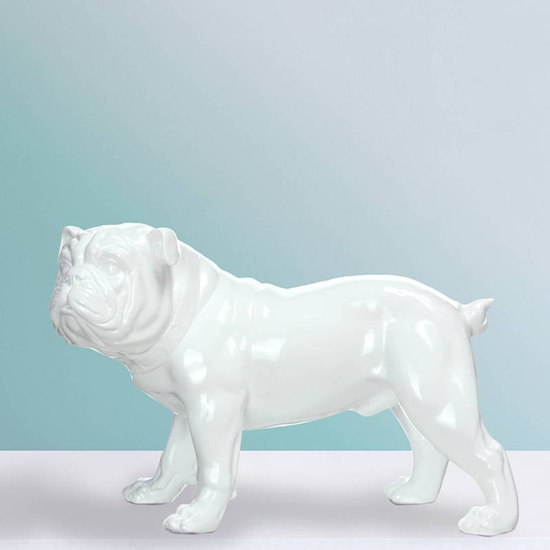 home24 Dekofigur Bulldog 40 x 20 x 26cm Weiß/Weiß von home24